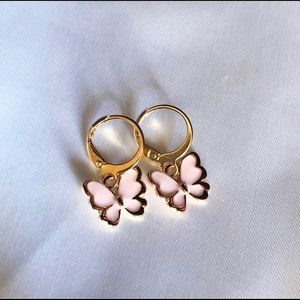 Pink butterfly earrings
